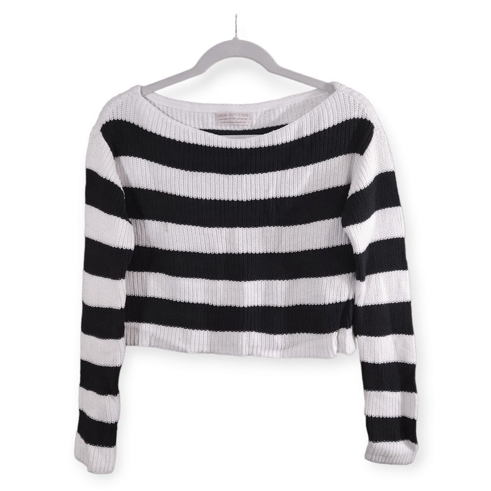 Urban Outfitters Maxine Striped Drop Shoulder Ribbed Cropped Sweater Women's XS